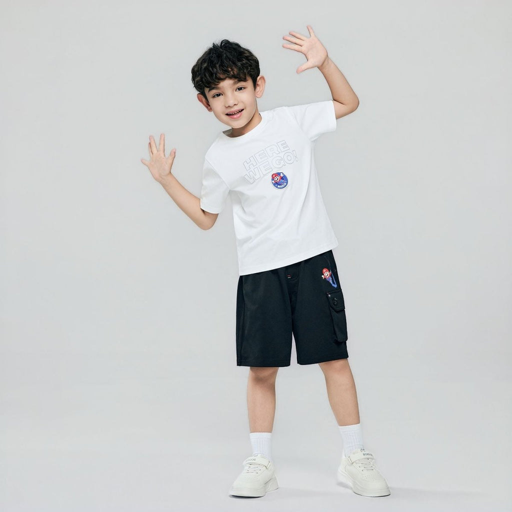 Giordano Kids Regular Mario "Here We Go" Tee - first_variant_option_2 Premium Print Tee for Giordano