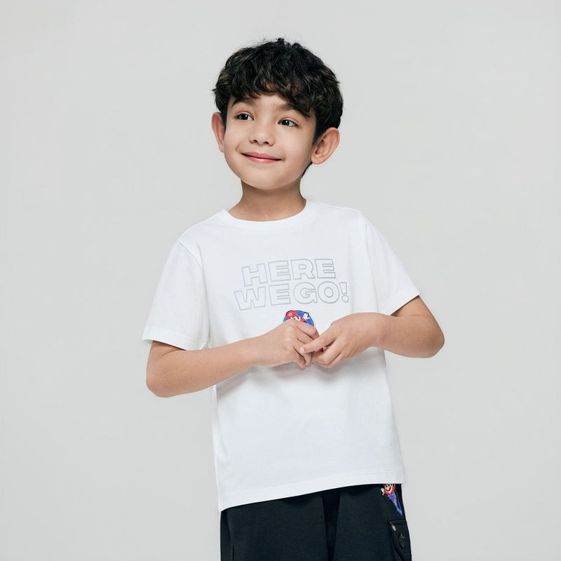 Giordano Kids Regular Mario "Here We Go" Tee - first_variant_option_2 Premium Print Tee for Giordano