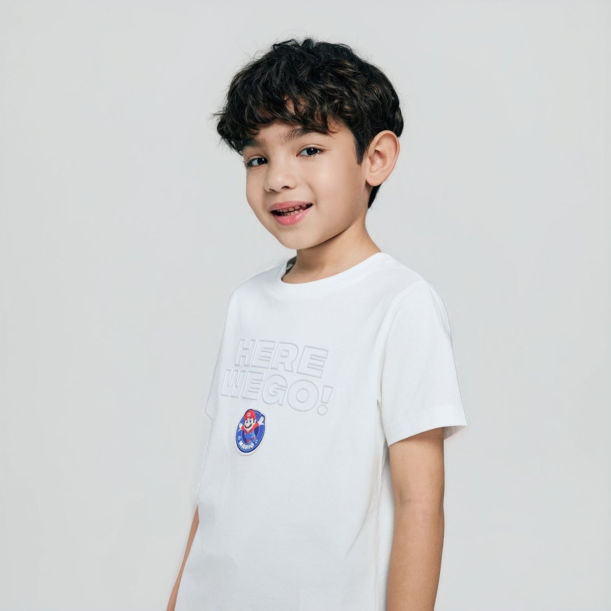 Giordano Kids Regular Mario "Here We Go" Tee - first_variant_option_2 Premium Print Tee for Giordano