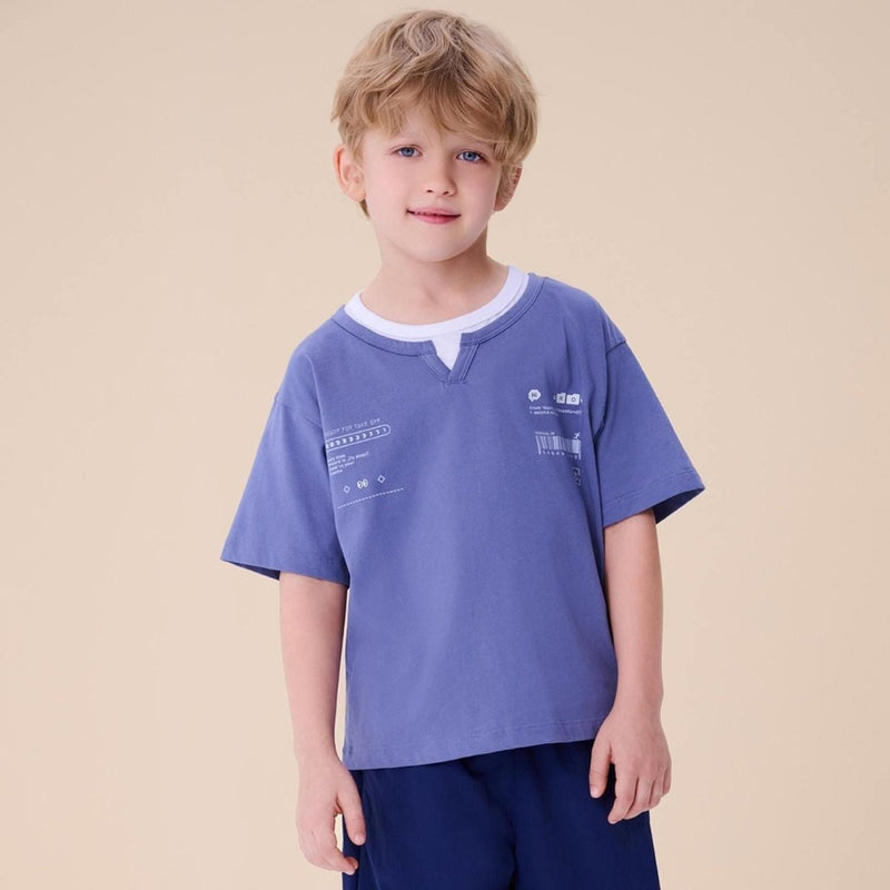 Giordano Kid's Relaxed Cotton Crew Neck Embroidered Tee - Premium Tee