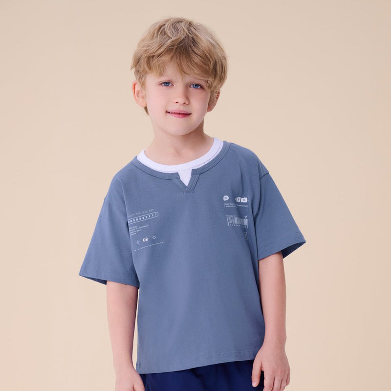 Giordano Kid's Relaxed Cotton Crew Neck Embroidered Tee - first_variant_option_2 Premium Tee for Giordano