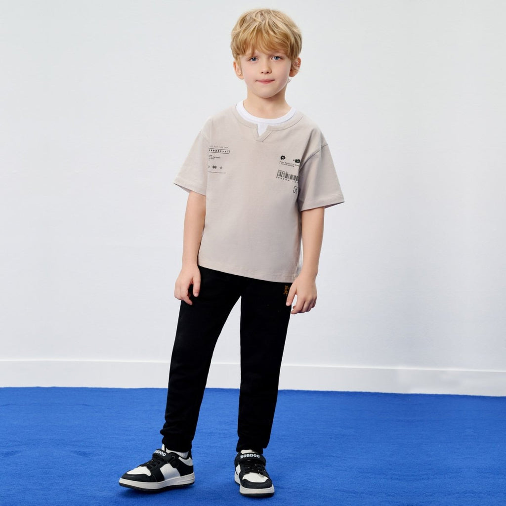 Giordano Kid's Relaxed Cotton Crew Neck Embroidered Tee - first_variant_option_2 Premium Tee for Giordano