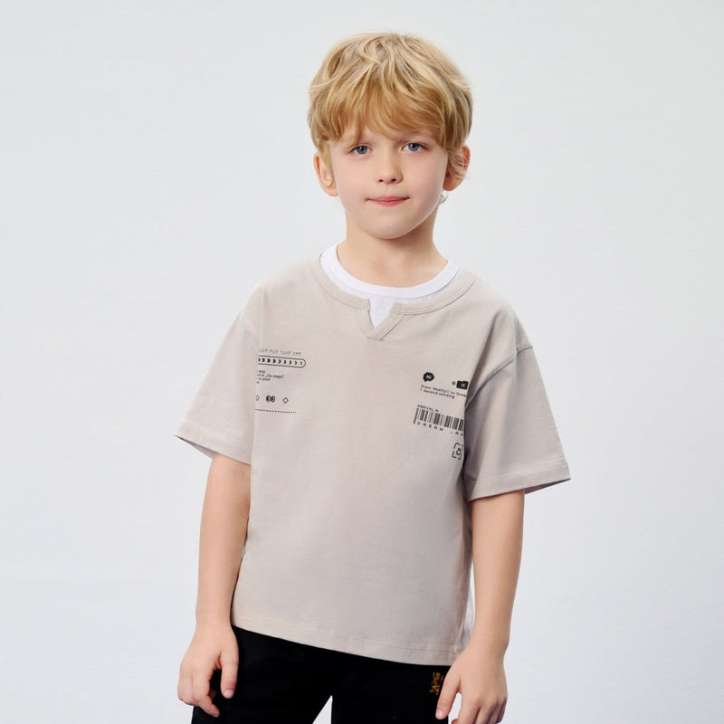 Giordano Kid's Relaxed Cotton Crew Neck Embroidered Tee - first_variant_option_2 Premium Tee for Giordano