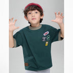 Giordano Kids' Relaxed Fit Multi-Badge Graphic Tee - Premium Tee