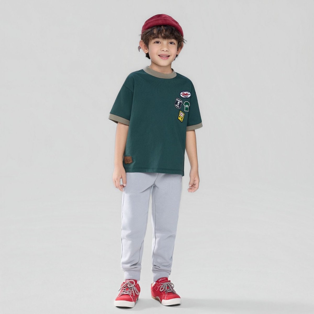 Giordano Kids' Relaxed Fit Multi-Badge Graphic Tee - Premium Tee