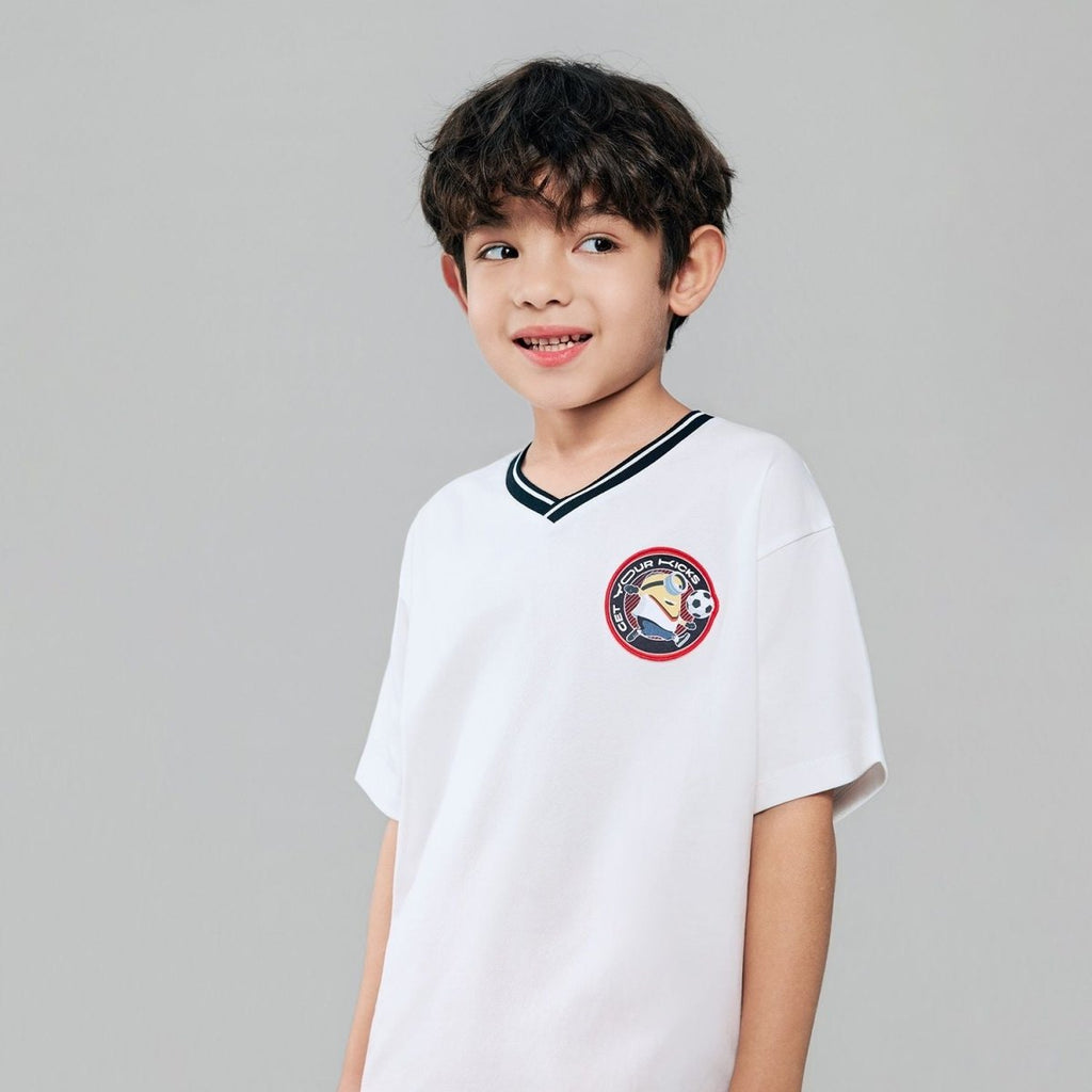 Giordano Kids Relaxed Minions V - Neck World Cup Tee - first_variant_option_2 Premium Print Tee for Giordano