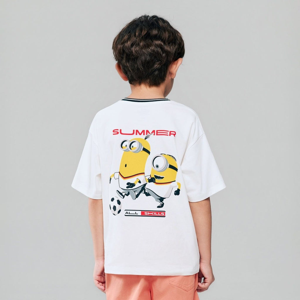 Giordano Kids Relaxed Minions V - Neck World Cup Tee - first_variant_option_2 Premium Print Tee for Giordano