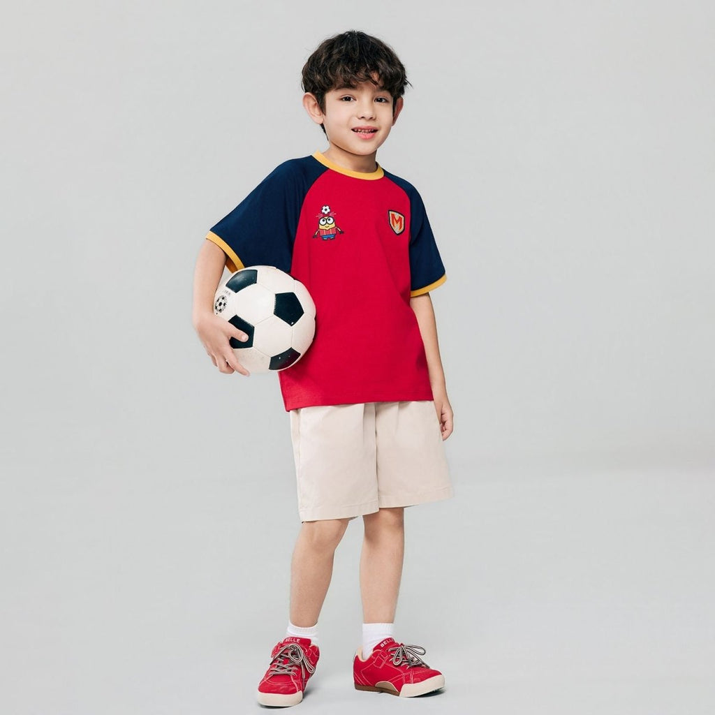 Giordano Kids Relaxed Minions World Cup Raglan Tee - first_variant_option_2 Premium Print Tee for Giordano