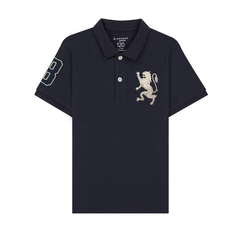 Giordano Kids’ Slim Fit Lion Embroidered Cotton Polo - first_variant_option_2 Premium Polo for Giordano