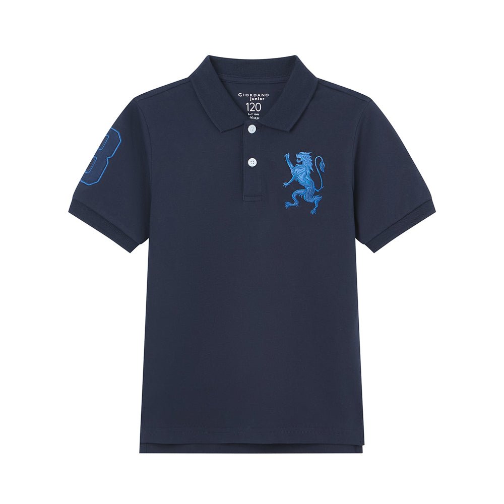 Giordano Kids’ Slim Fit Lion Embroidered Cotton Polo - first_variant_option_2 Premium Polo for Giordano