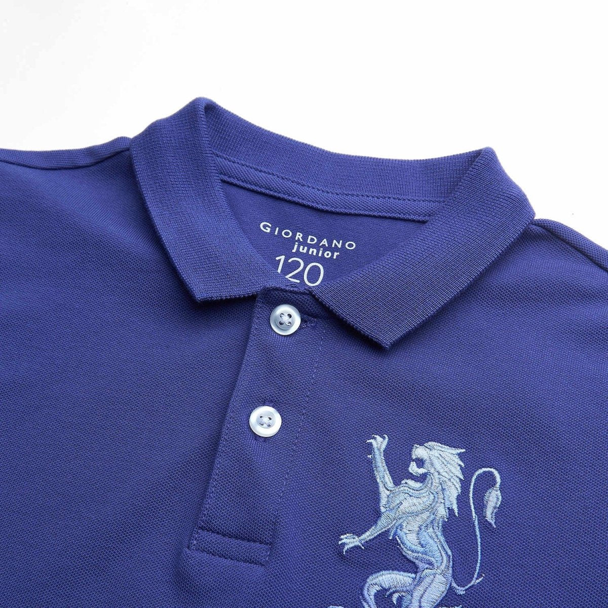 Giordano Kids’ Slim Fit Lion Embroidered Cotton Polo - Premium Polo