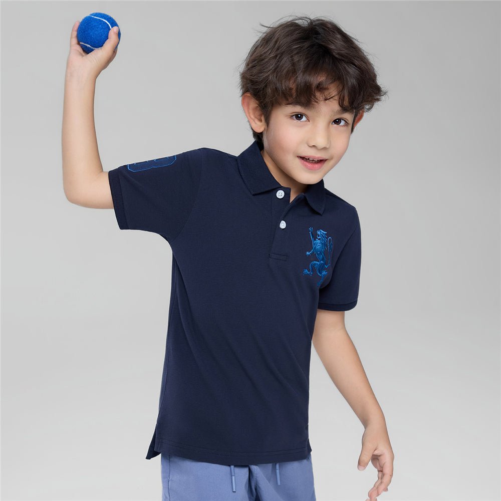 Giordano Kids’ Slim Fit Lion Embroidered Cotton Polo - first_variant_option_2 Premium Polo for Giordano