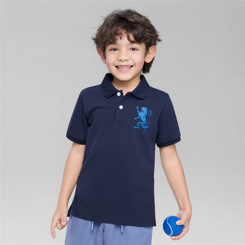 Giordano Kids’ Slim Fit Lion Embroidered Cotton Polo - first_variant_option_2 Premium Polo for Giordano