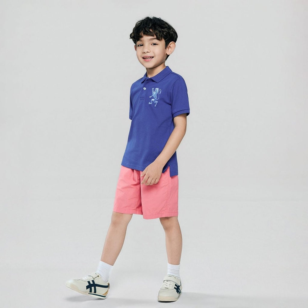 Giordano Kids’ Slim Fit Lion Embroidered Cotton Polo - Premium Polo