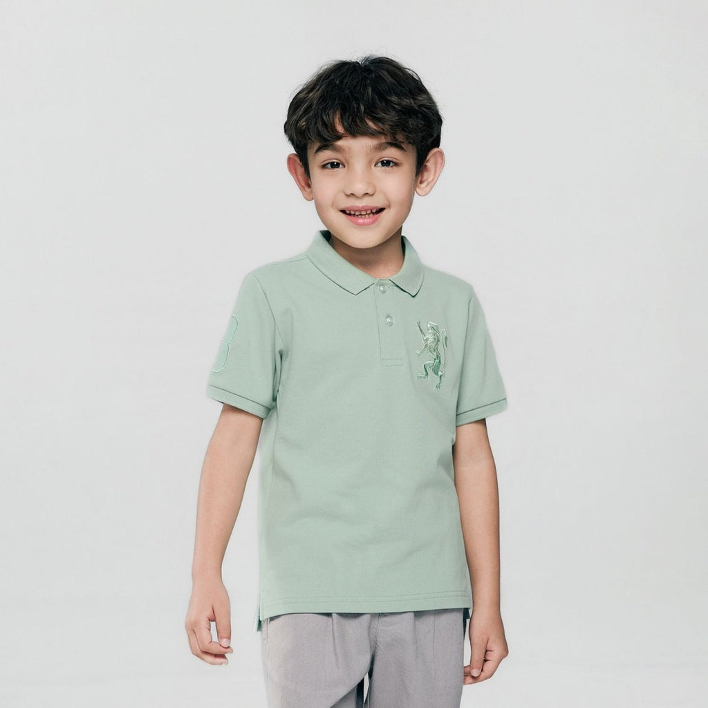 Giordano Kids’ Slim Fit Lion Embroidered Cotton Polo - first_variant_option_2 Premium Polo for Giordano