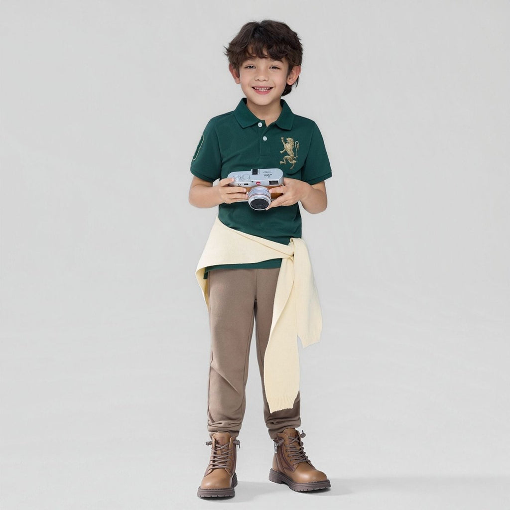 Giordano Kids’ Slim Fit Lion Embroidered Cotton Polo - first_variant_option_2 Premium Polo for Giordano