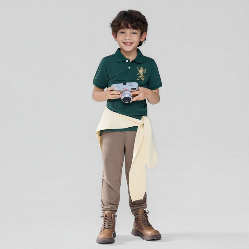 Giordano Kids’ Slim Fit Lion Embroidered Cotton Polo - first_variant_option_2 Premium Polo for Giordano
