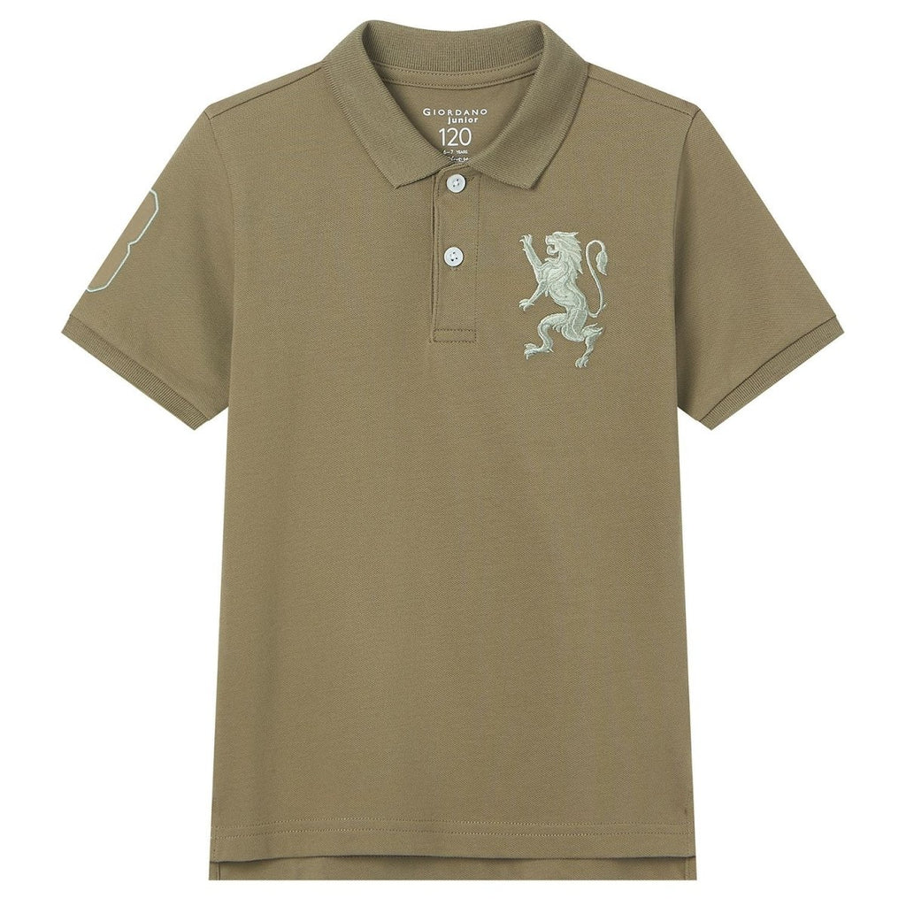 Giordano Kids’ Slim Fit Lion Embroidered Cotton Polo - first_variant_option_2 Premium Polo for Giordano