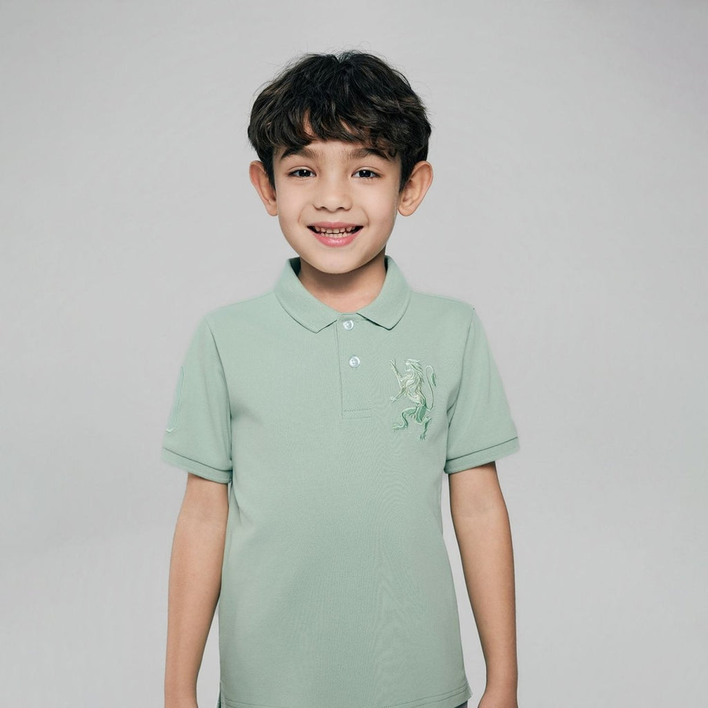 Giordano Kids’ Slim Fit Lion Embroidered Cotton Polo - first_variant_option_2 Premium Polo for Giordano