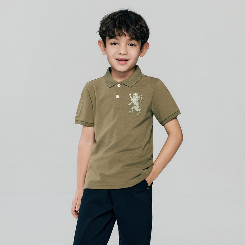 Giordano Kids’ Slim Fit Lion Embroidered Cotton Polo - first_variant_option_2 Premium Polo for Giordano