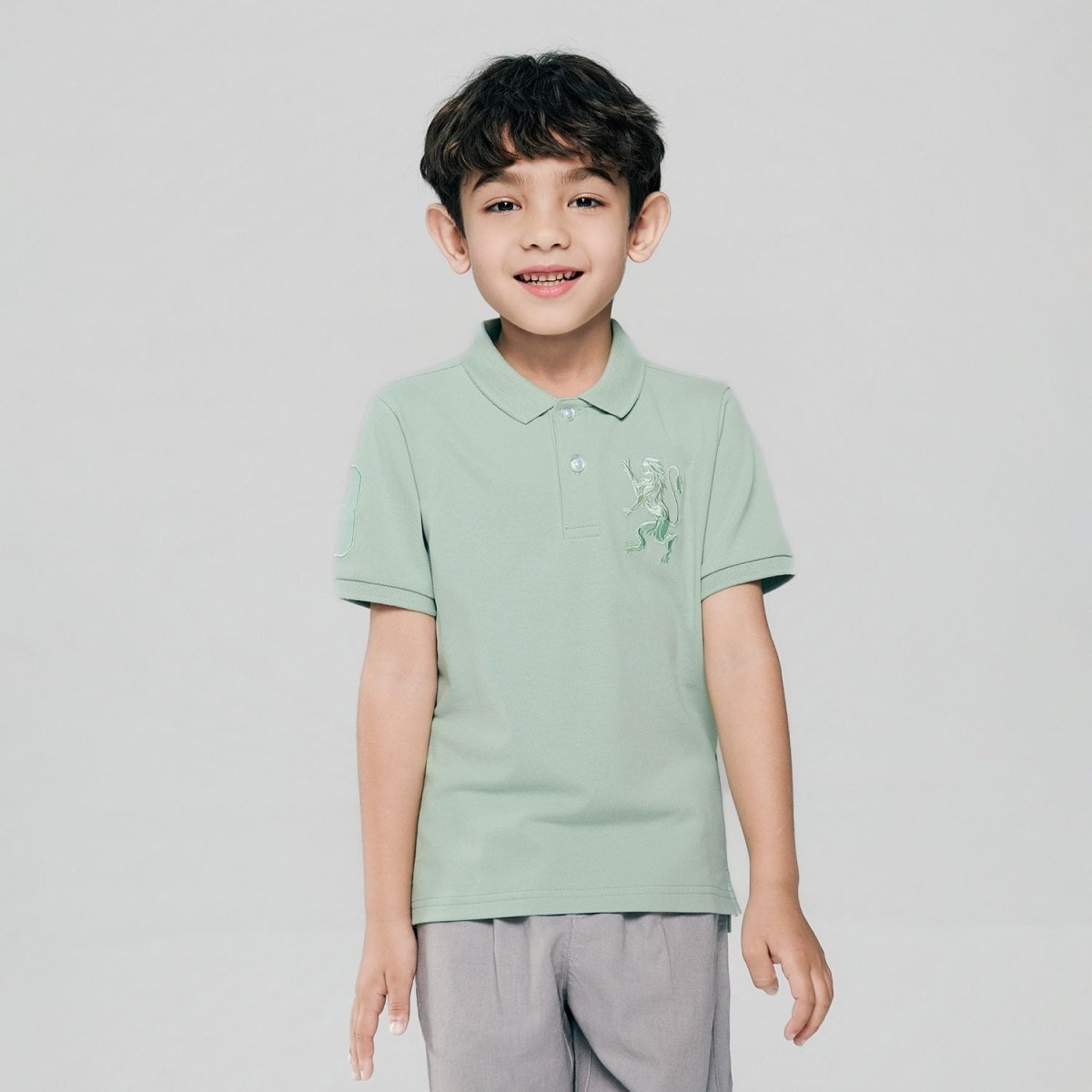Giordano Kids’ Slim Fit Lion Embroidered Cotton Polo - first_variant_option_2 Premium Polo for Giordano
