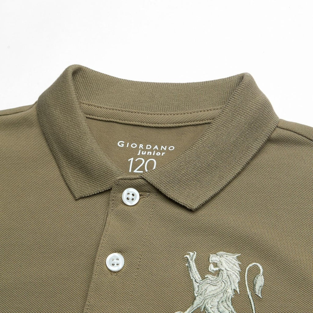 Giordano Kids’ Slim Fit Lion Embroidered Cotton Polo - first_variant_option_2 Premium Polo for Giordano