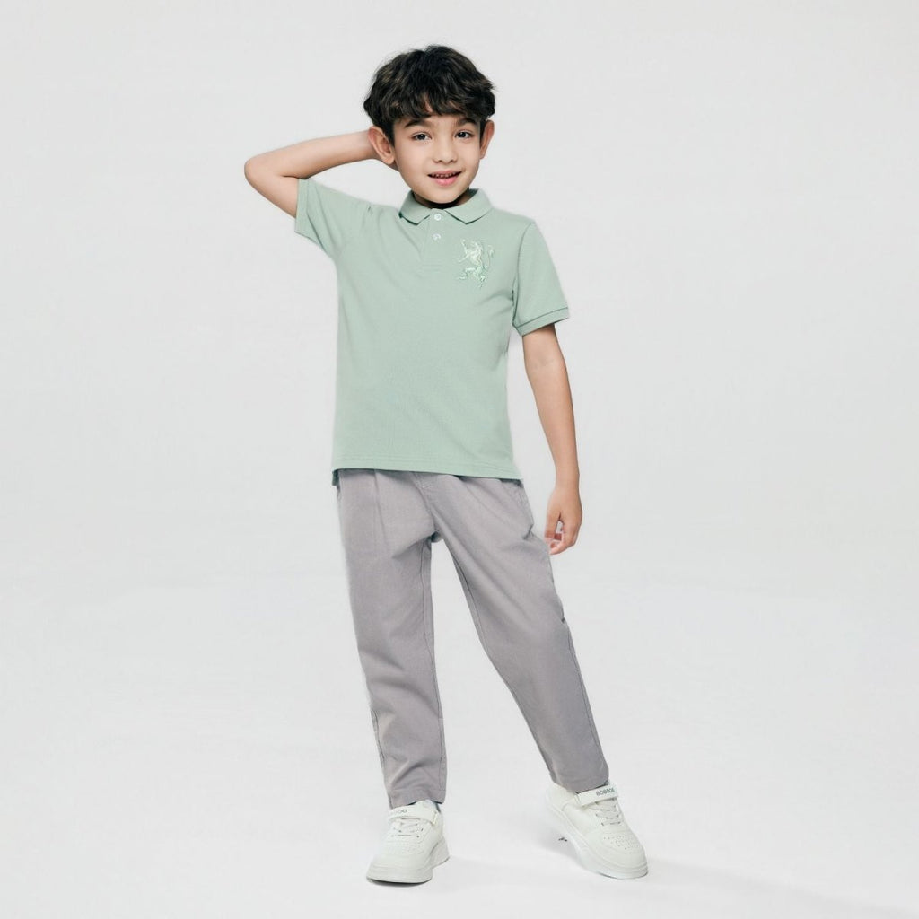 Giordano Kids’ Slim Fit Lion Embroidered Cotton Polo - first_variant_option_2 Premium Polo for Giordano