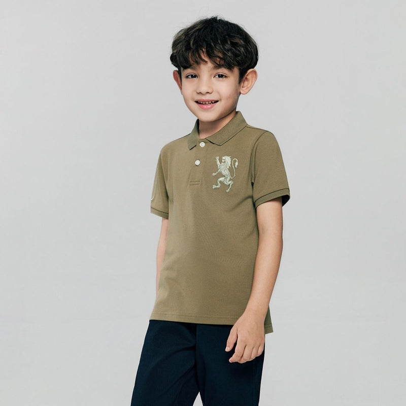 Giordano Kids’ Slim Fit Lion Embroidered Cotton Polo - first_variant_option_2 Premium Polo for Giordano