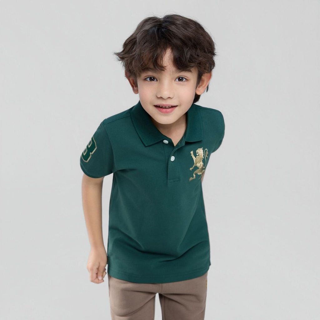 Giordano Kids’ Slim Fit Lion Embroidered Cotton Polo - first_variant_option_2 Premium Polo for Giordano