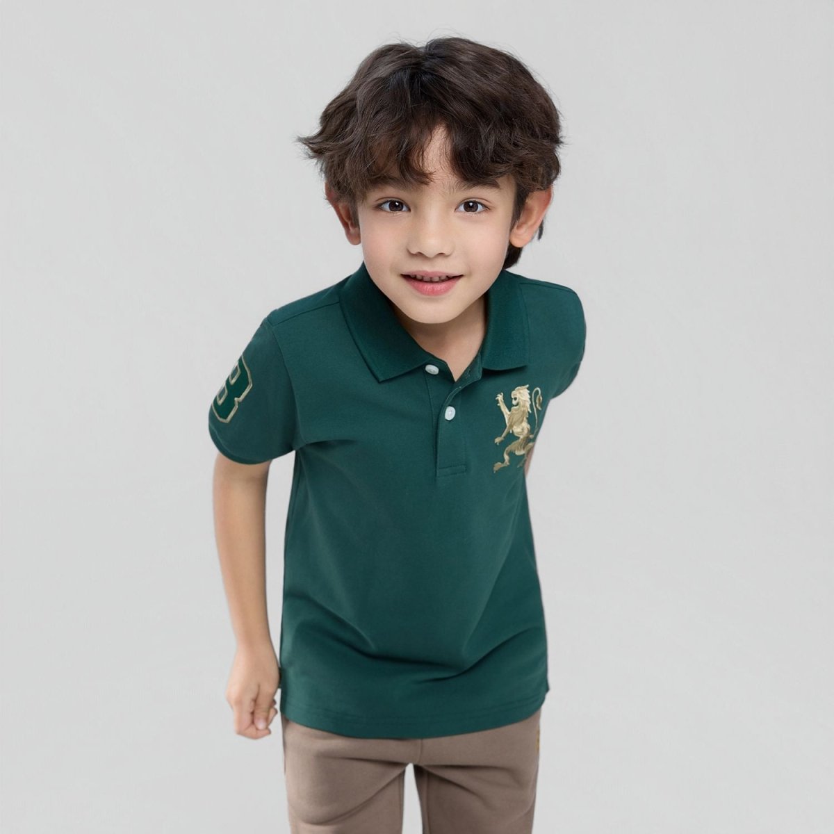Giordano Kids’ Slim Fit Lion Embroidered Cotton Polo - first_variant_option_2 Premium Polo for Giordano