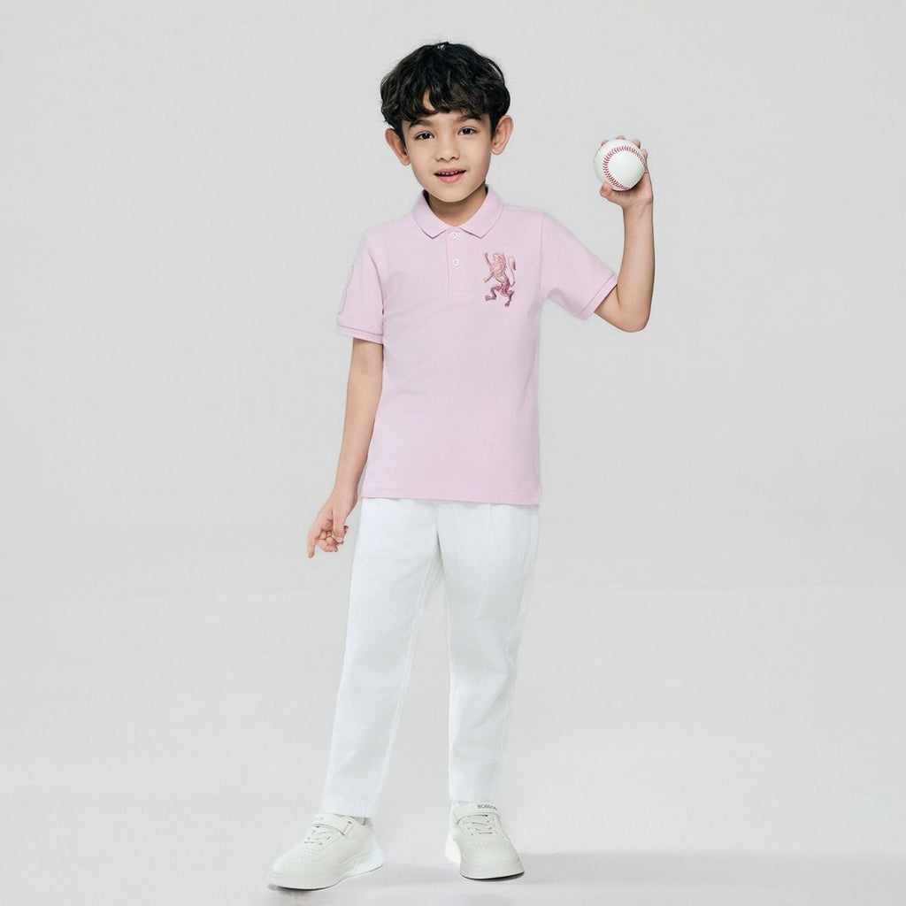 Giordano Kids’ Slim Fit Lion Embroidered Cotton Polo - first_variant_option_2 Premium Polo for Giordano