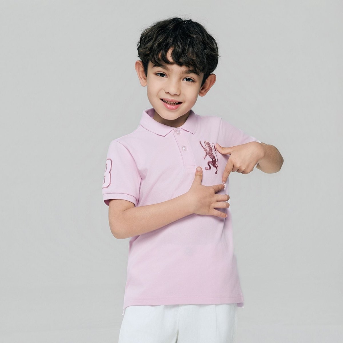 Giordano Kids’ Slim Fit Lion Embroidered Cotton Polo - first_variant_option_2 Premium Polo for Giordano
