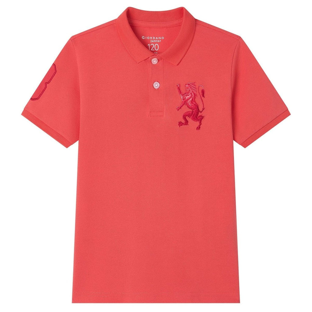 Giordano Kids’ Slim Fit Lion Embroidered Cotton Polo - Premium Polo