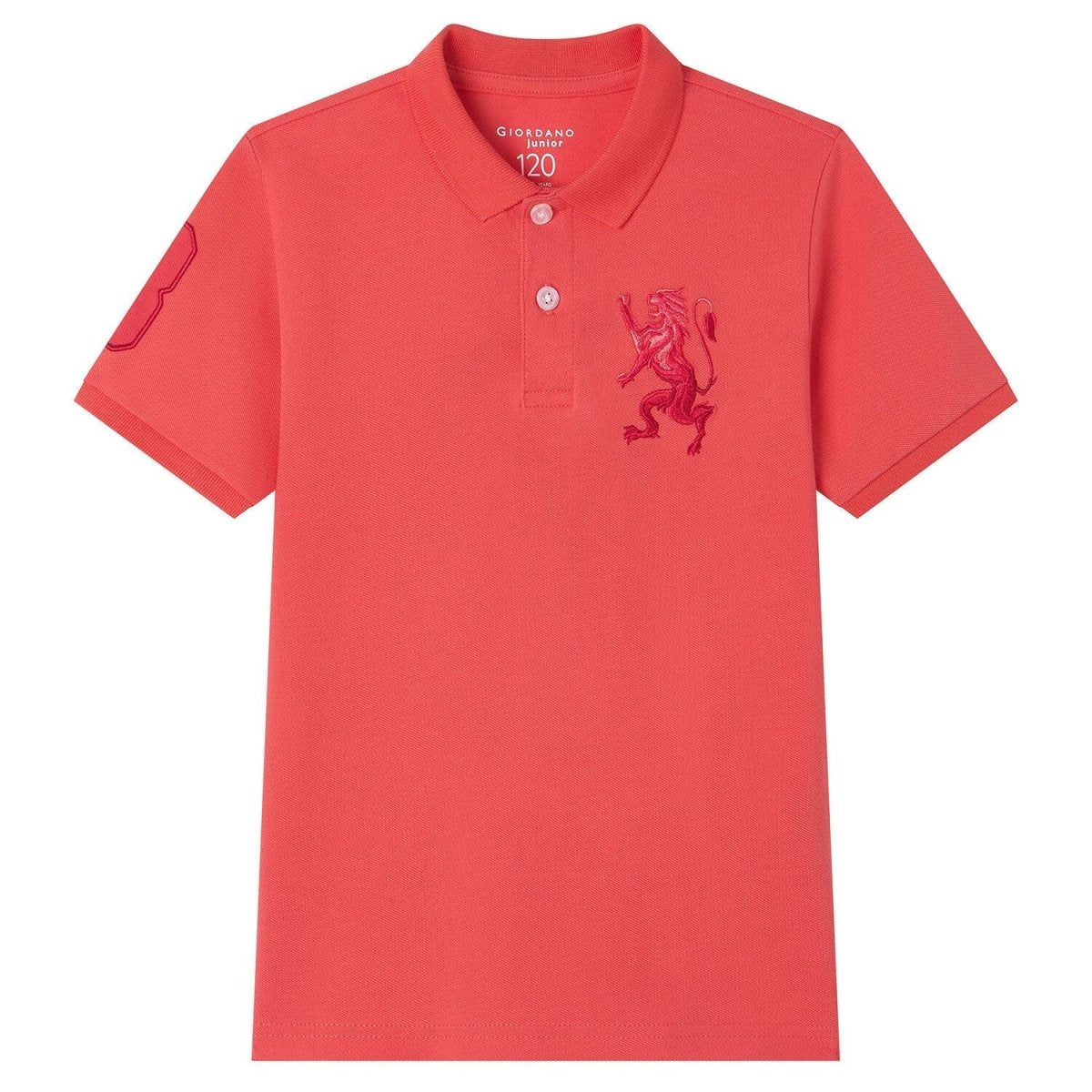 Giordano Kids’ Slim Fit Lion Embroidered Cotton Polo - Premium Polo
