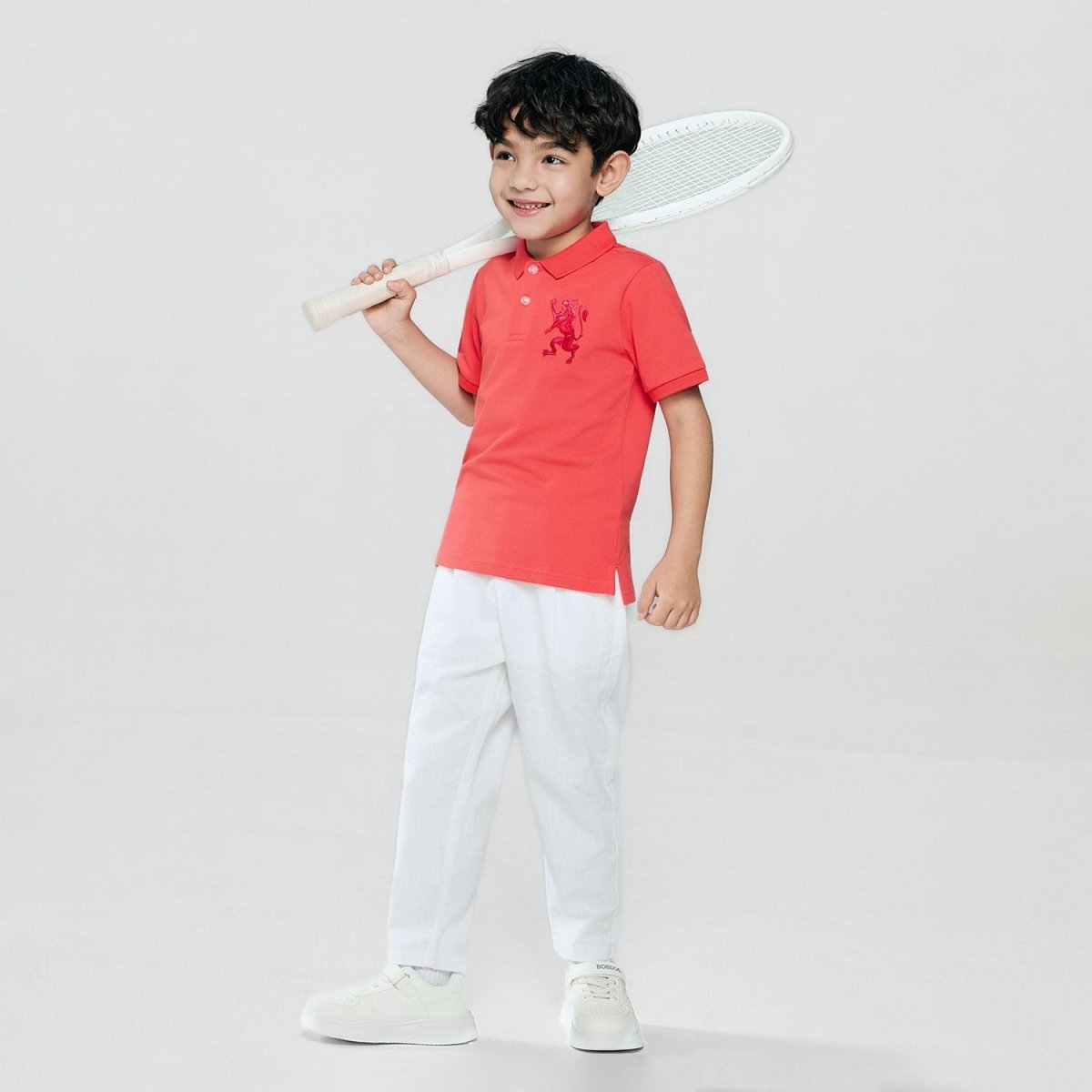 Giordano Kids’ Slim Fit Lion Embroidered Cotton Polo - Premium Polo
