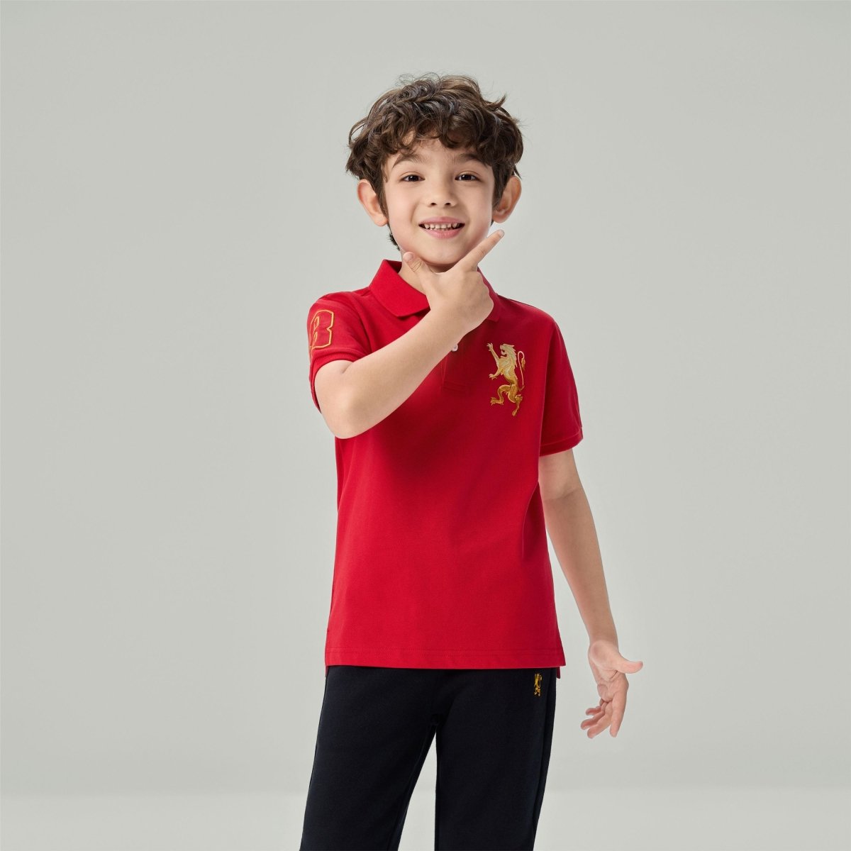Giordano Kid's Slim Fit Lion Embroidered Cotton Polo - Premium Polo