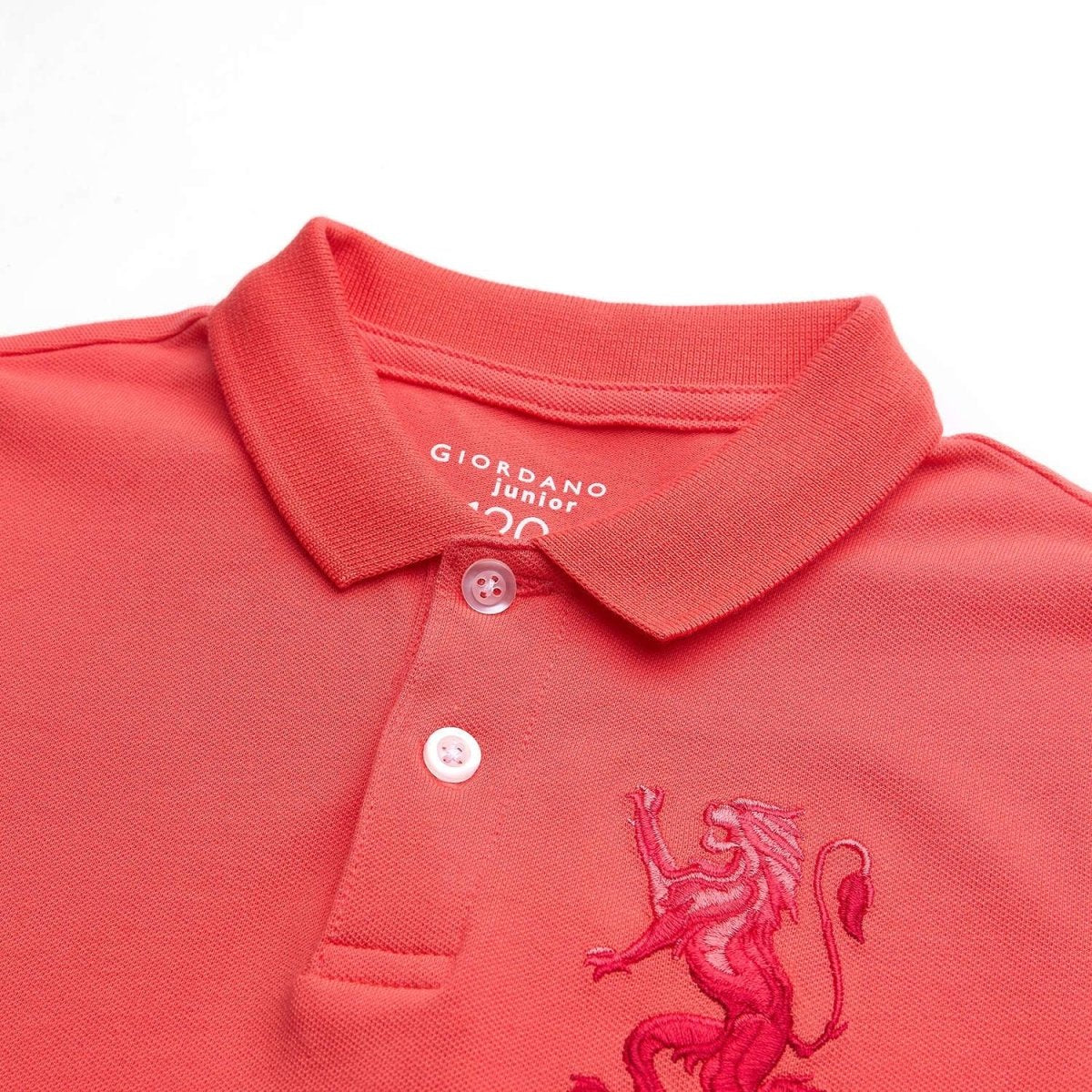 Giordano Kids’ Slim Fit Lion Embroidered Cotton Polo - Premium Polo