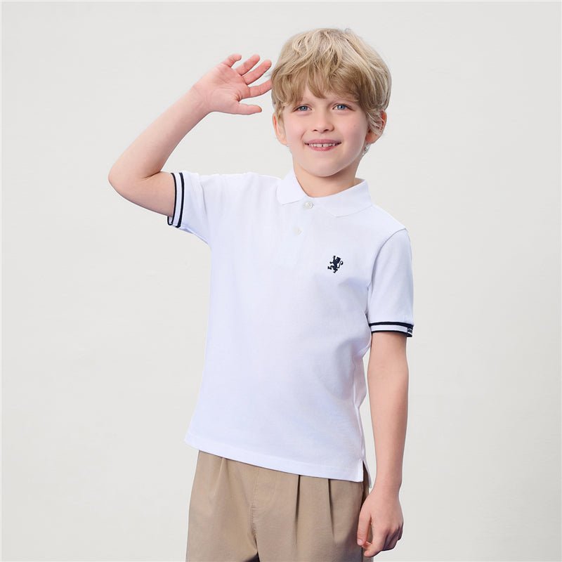 Giordano Kids’ Slim Pique Polo With Flat Knit Collar & Embroidery - first_variant_option_2 Premium Polo for Giordano