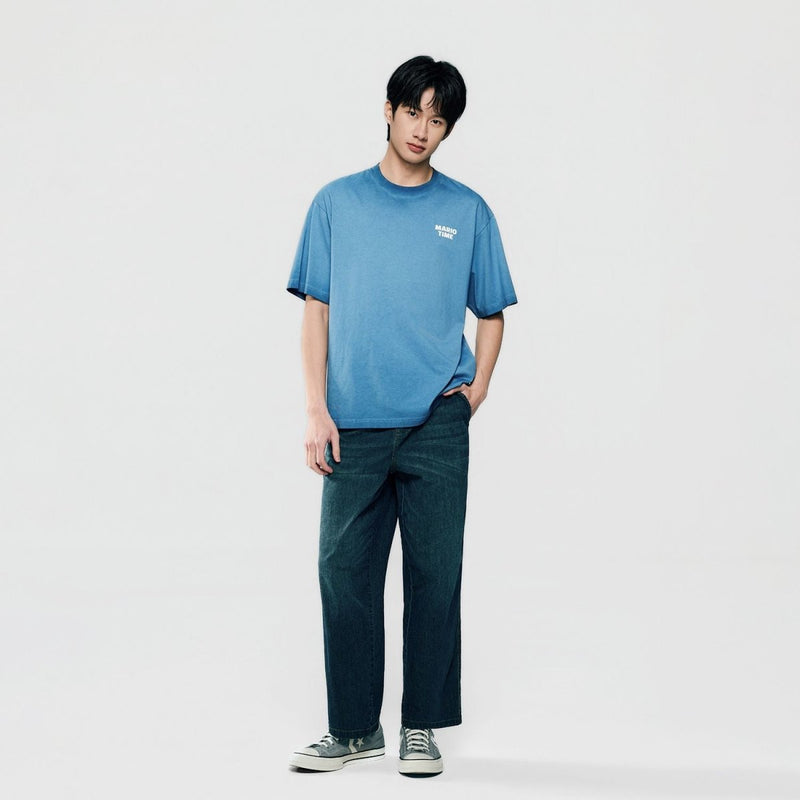 Giordano Men Loose Mario Slogan Back Graphic Tee - first_variant_option_2 Premium Print Tee for Giordano