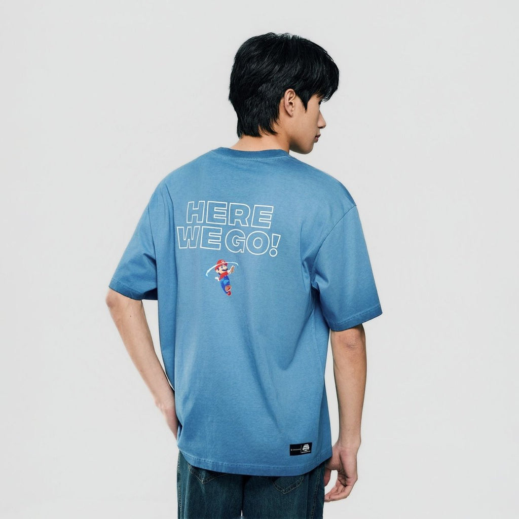 Giordano Men Loose Mario Slogan Back Graphic Tee - Premium Print Tee