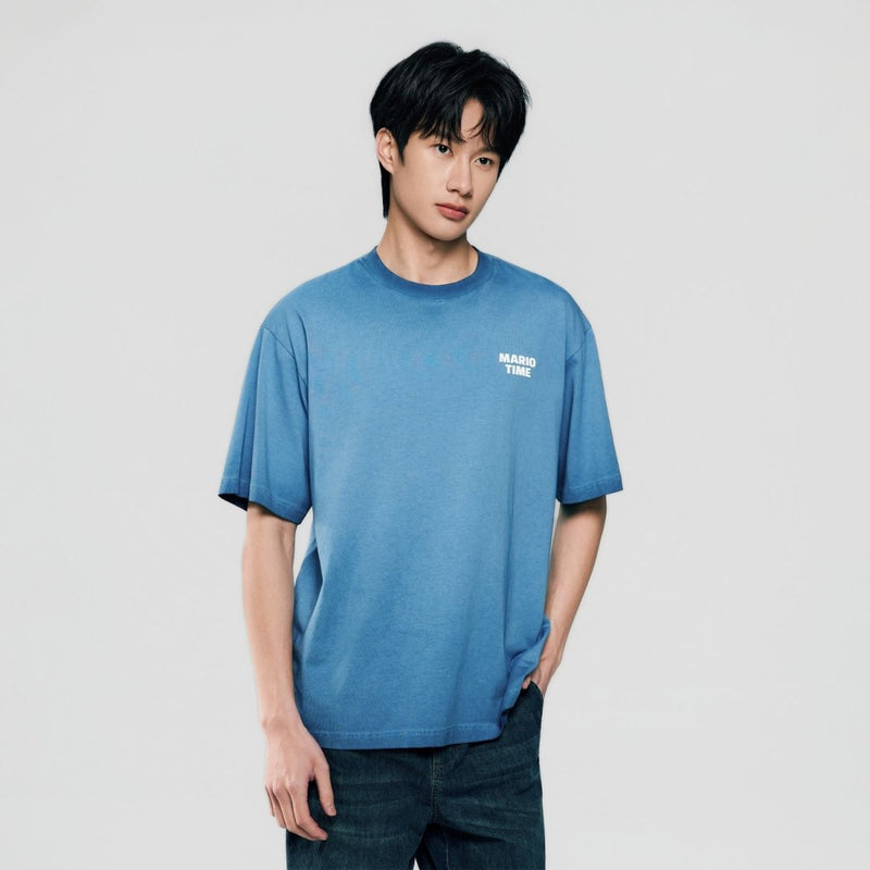 Giordano Men Loose Mario Slogan Back Graphic Tee - first_variant_option_2 Premium Print Tee for Giordano