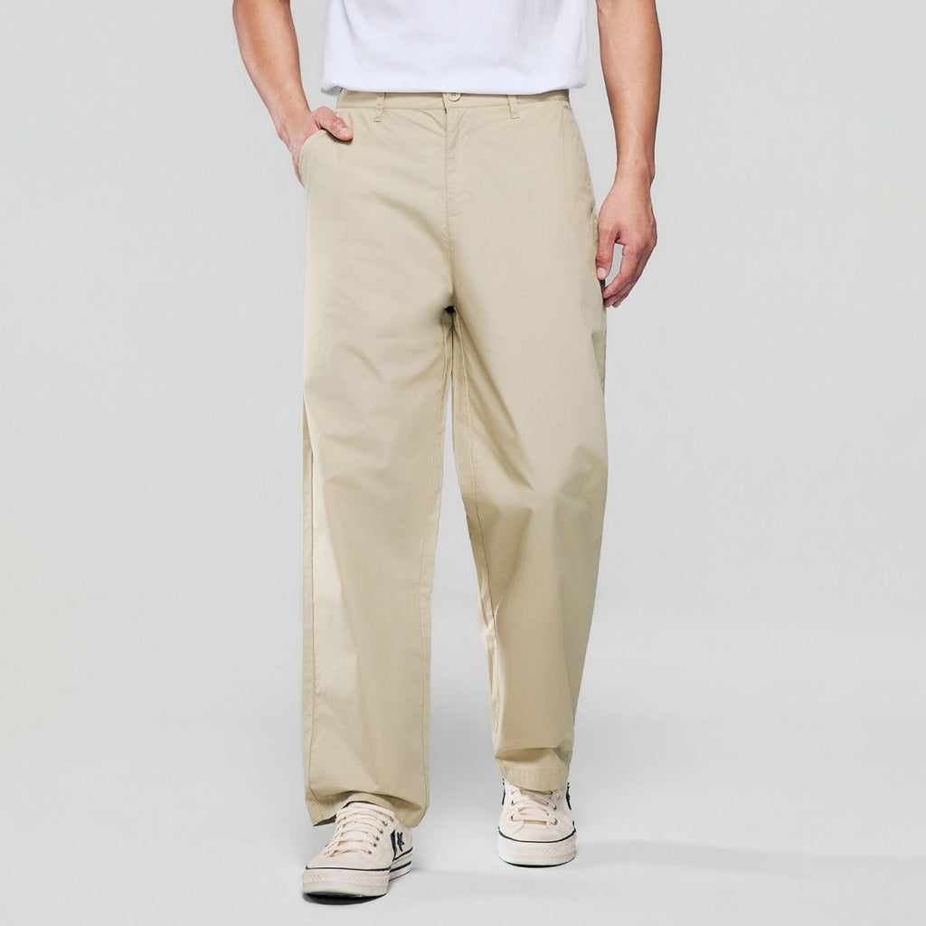Giordano Men Loose Straight Cotton Poplin Khakis - Premium Pants