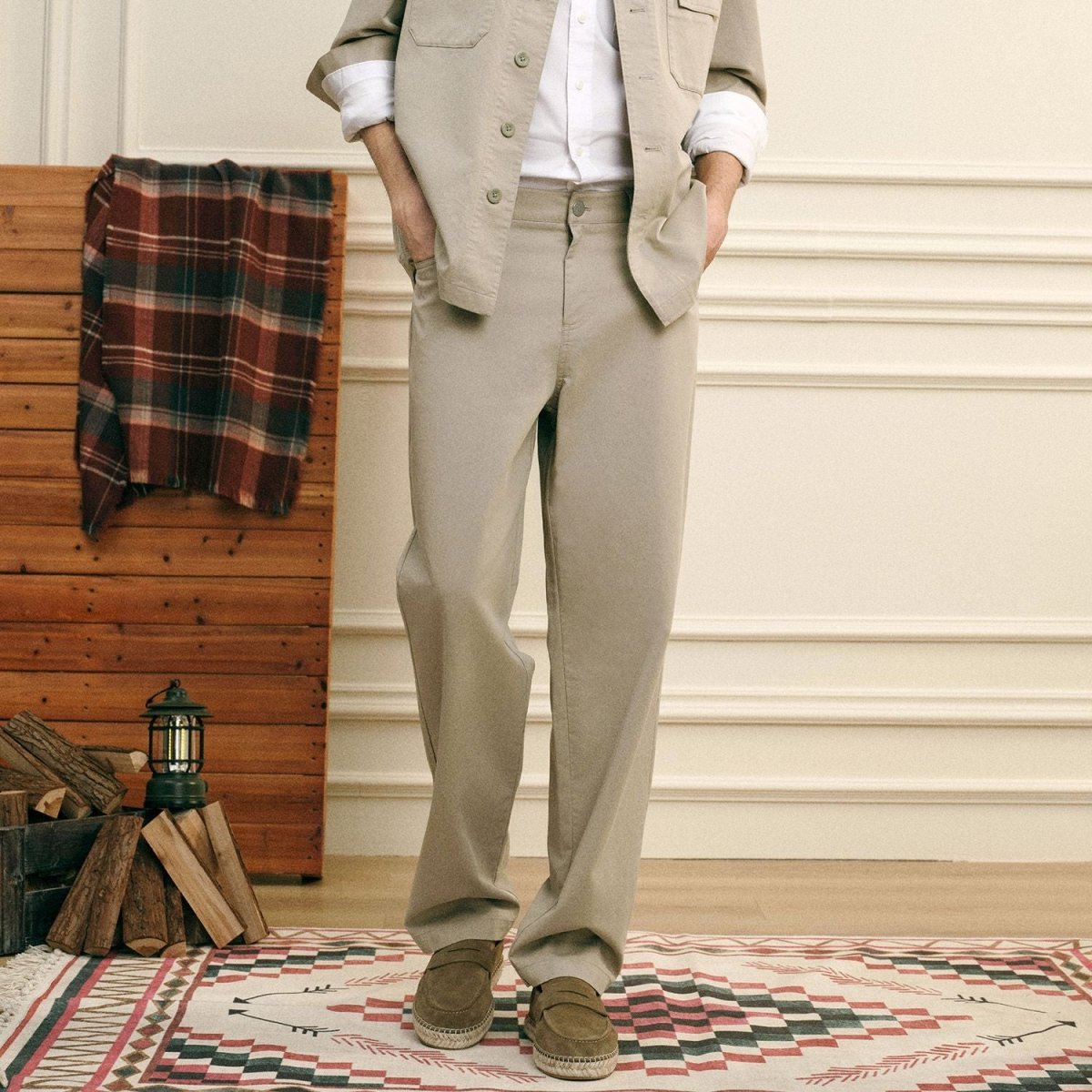 Giordano Men Regular Cotton Tencel Khaki Pants - Premium Pants