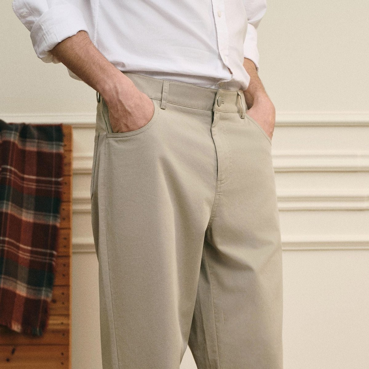 Giordano Men Regular Cotton Tencel Khaki Pants - Premium Pants