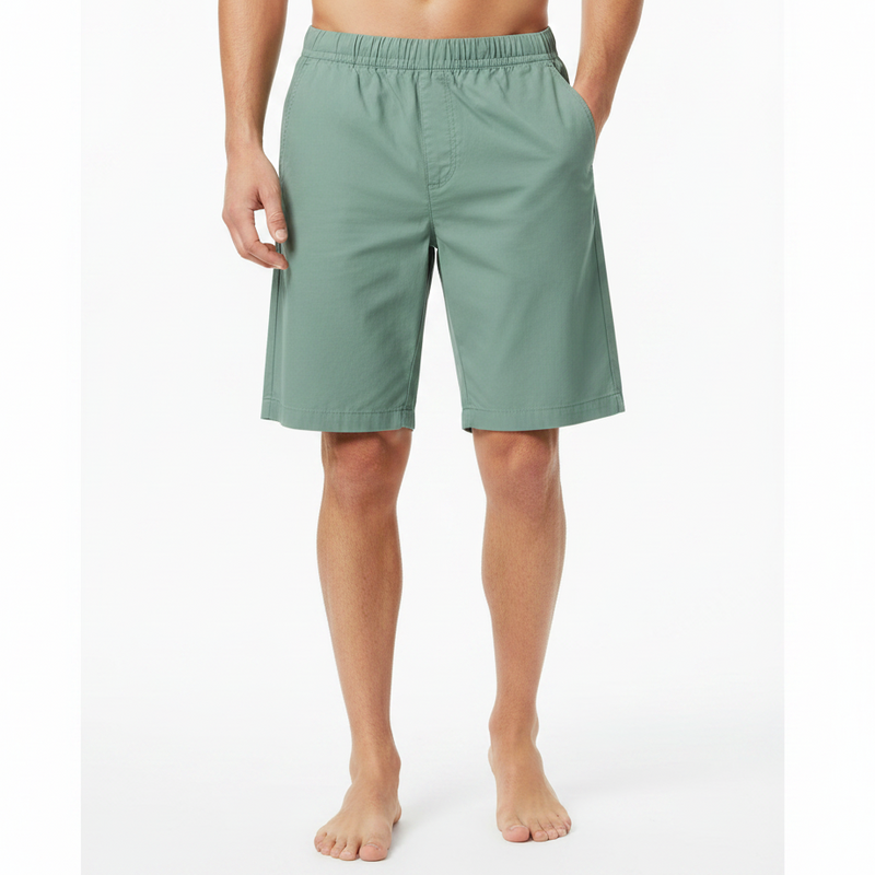 Men Regular Cotton Twill Elastic Shorts