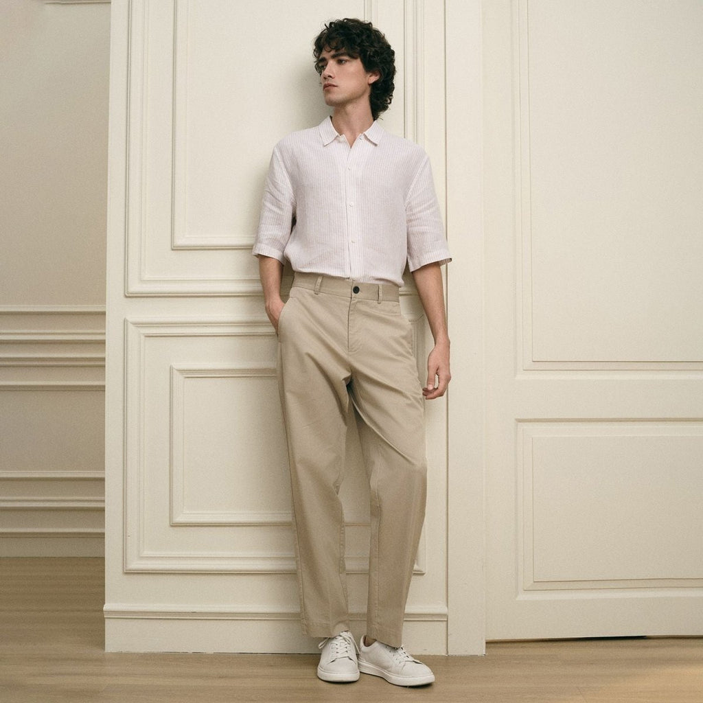 Giordano Men Regular Tencel Cotton Khaki Pants - first_variant_option_2 Premium Pants for Giordano