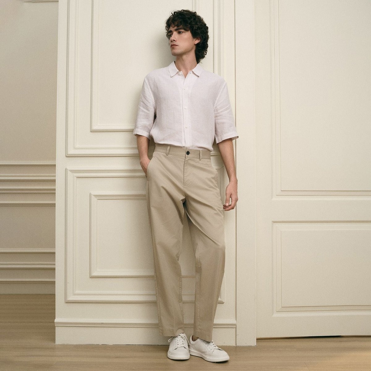 Giordano Men Regular Tencel Cotton Khaki Pants - first_variant_option_2 Premium Pants for Giordano
