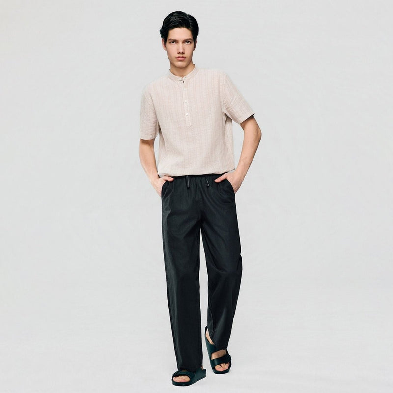 Giordano Men Relaxed Linen Cotton Straight Khakis - Premium Pants
