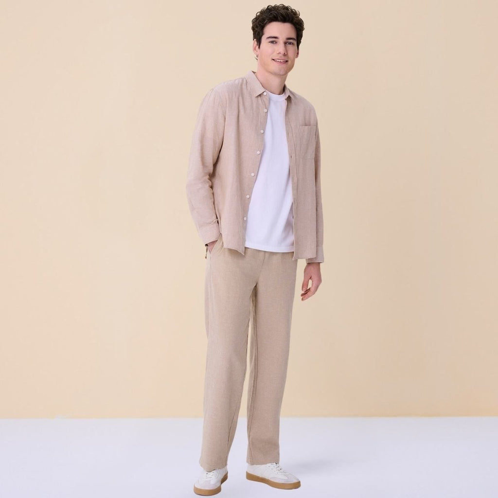 Giordano Men Relaxed Linen Cotton Straight Khakis - Premium Pants