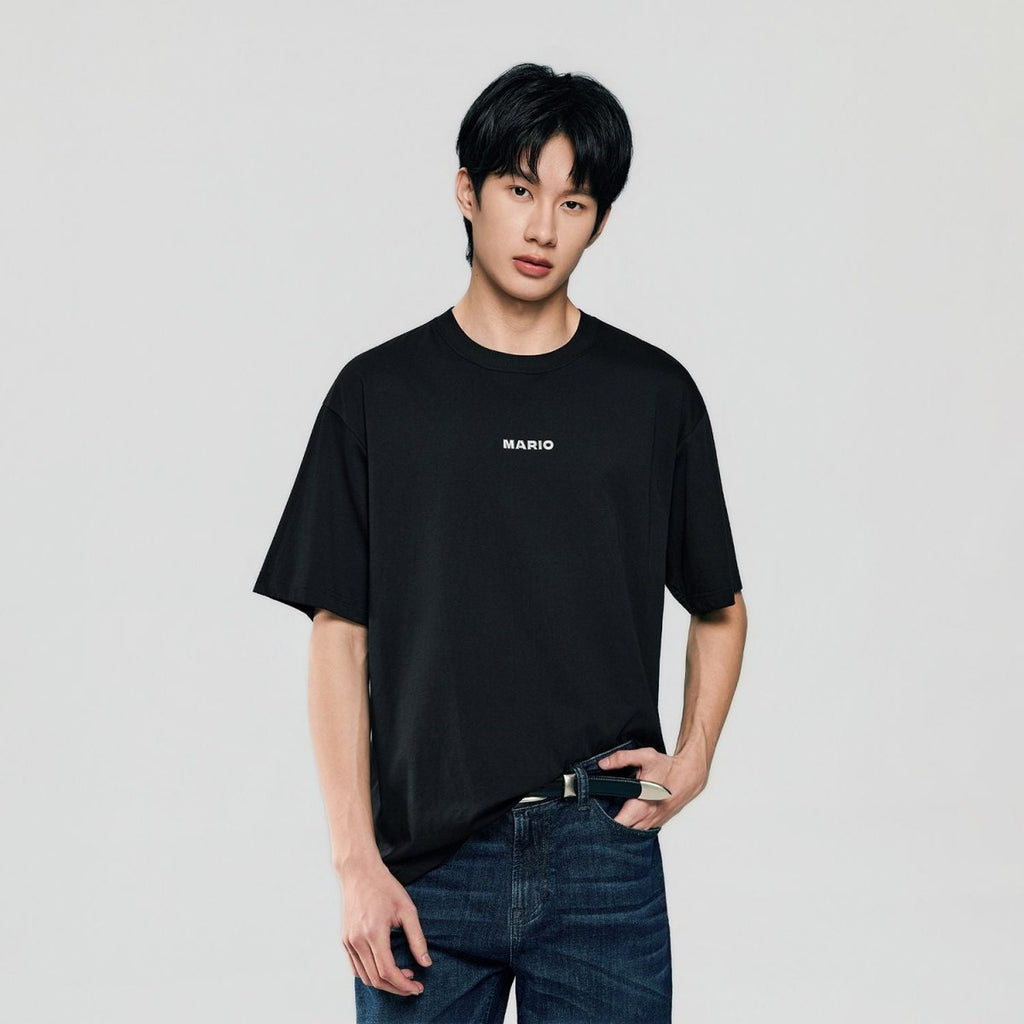 Giordano Men Relaxed Mario Back Graphic Cotton Tee - Premium Print Tee